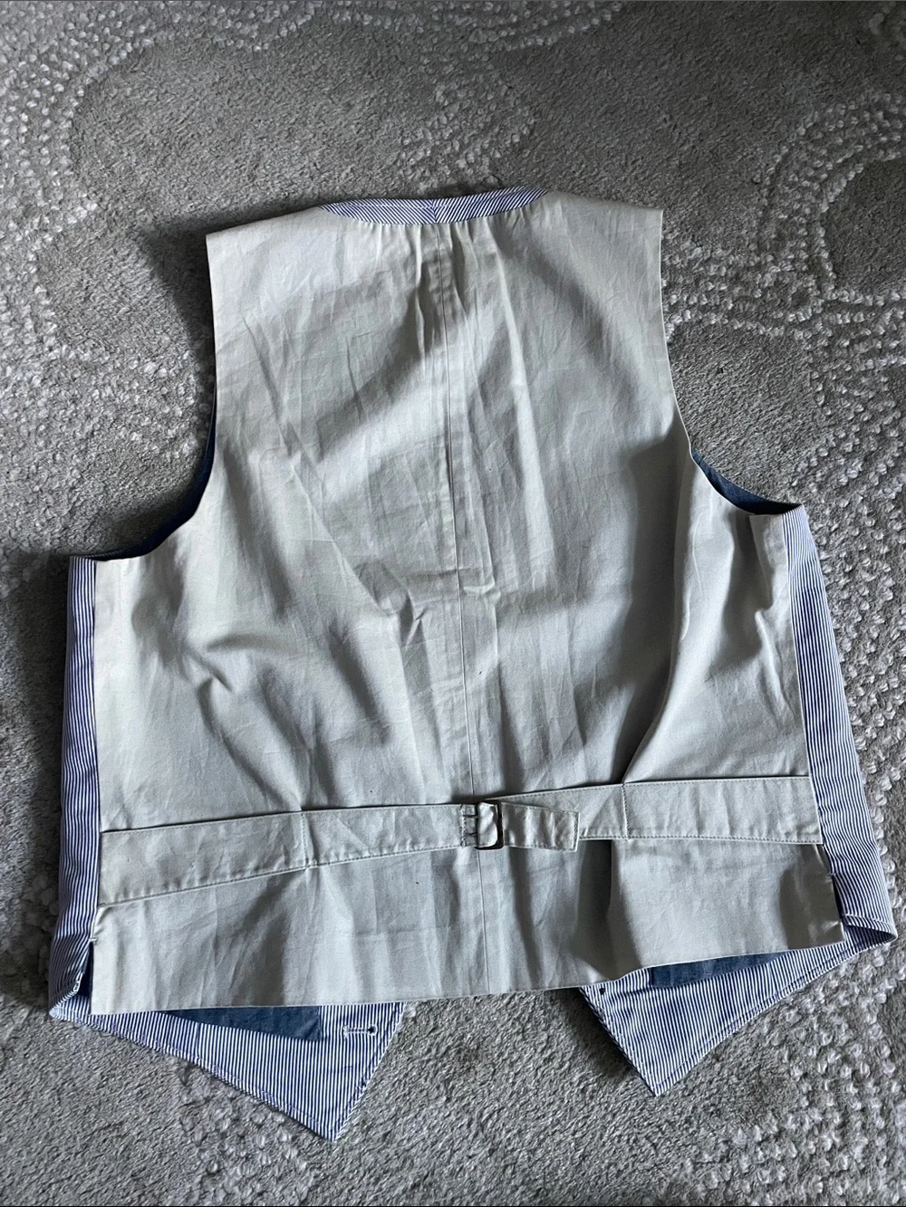 J. Crew Blue and White Striped Seersucker Vest